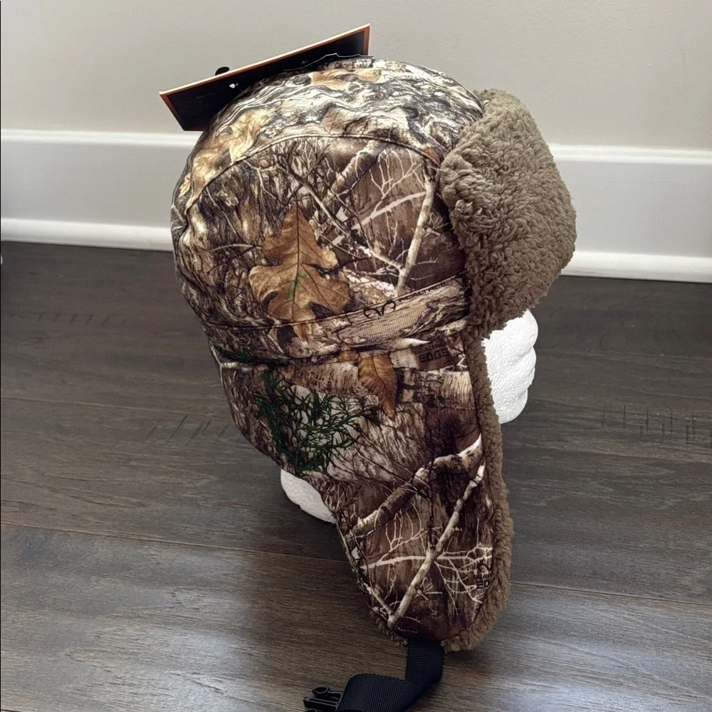 Hot Shot Trapper Hat,Sherpa lined,camo,heat factor 3,Realtree Edge winter